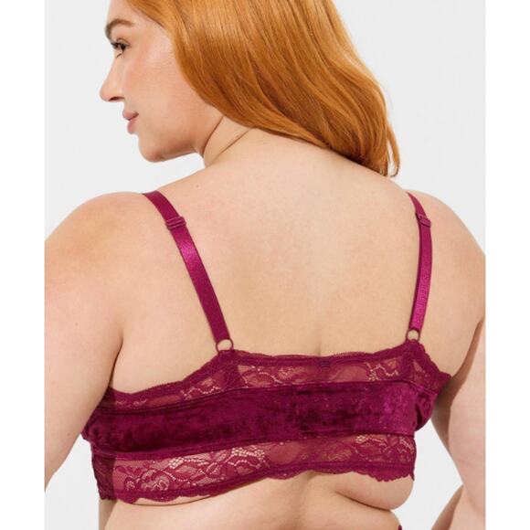 1X Torrid Velvet Bralette Torrid Pink Wine Unlined Wirefree Bra Top 14W 16W NEW - Picture 3 of 12